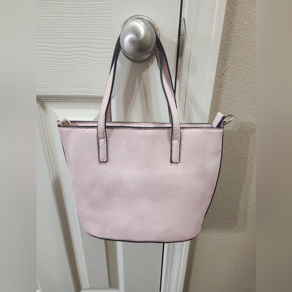 Elegant Pink Tote With Cosmetic Bag And Wallet